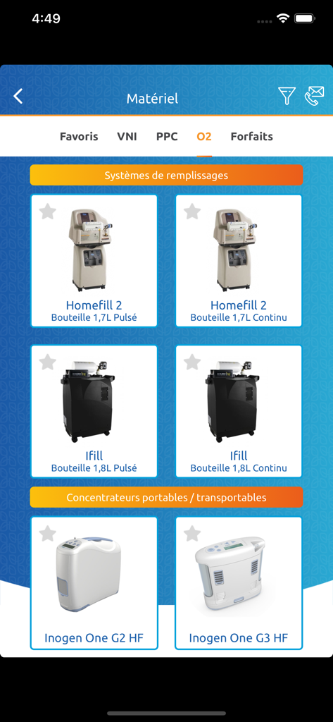 Catalog of respiratory medical devices including oxygen concentrators and filling systems