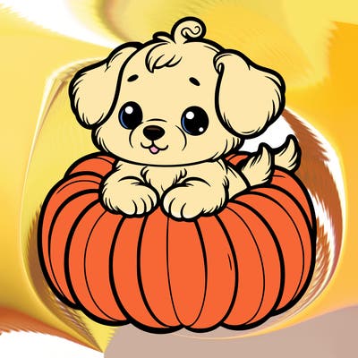 cute little puppy in a pumpkin