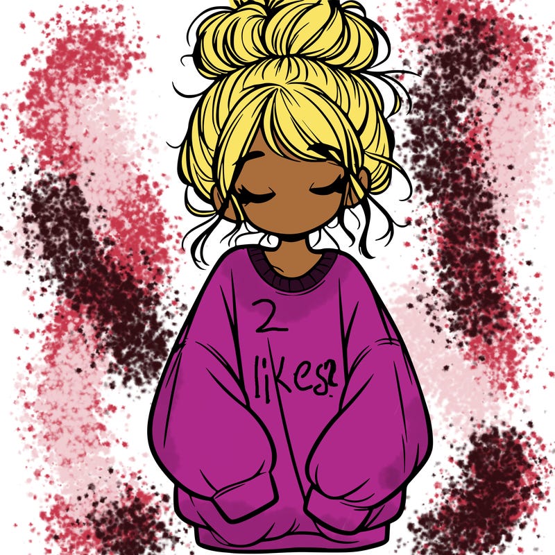 girl with baggy sweatshirt and messy bun