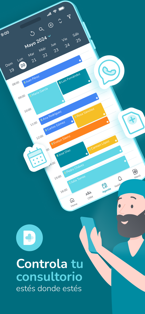 医療従事者向けのモバイルクリニックの予定表と予約スケジューリング画面