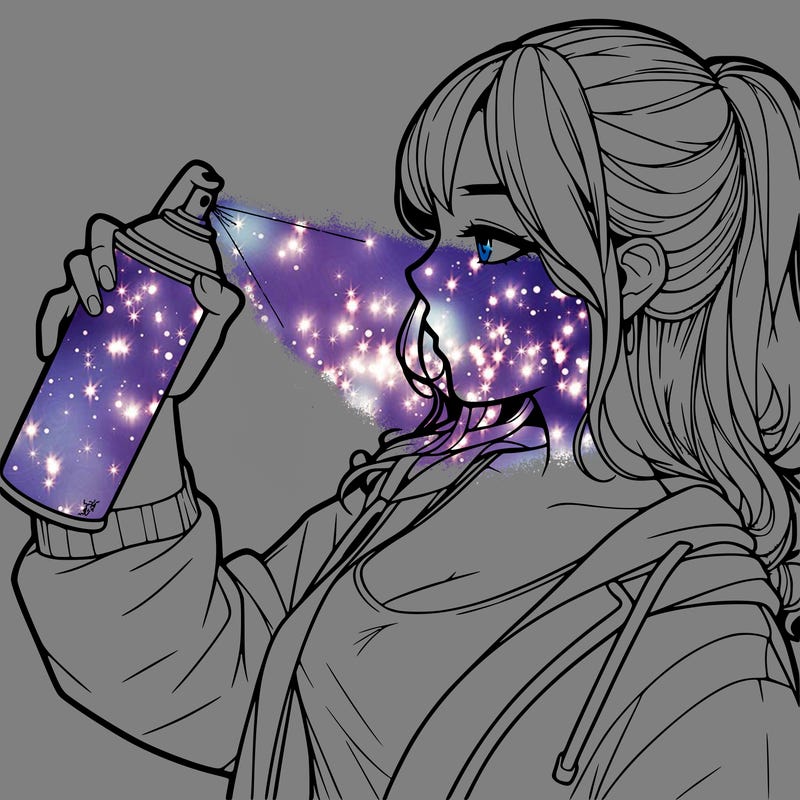 a realistic girl spray, painting