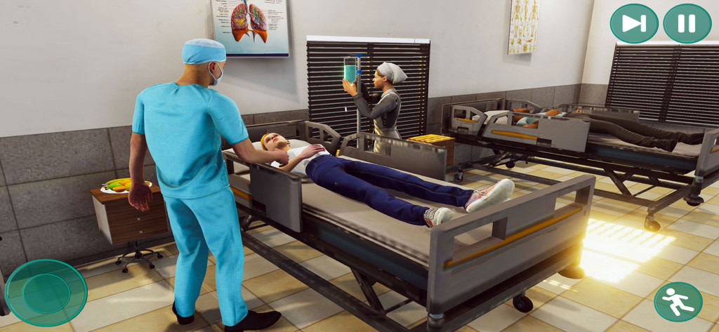My Doctor - Dream Hospital Sim - Doctor and nurse attending to patients in a 3D hospital simulation game ward
