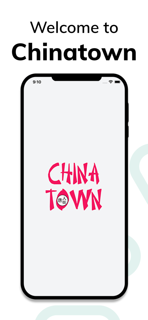 China Town Malta - Welcome screen of the China Town Malta app showing the restaurant logo on a smartphone