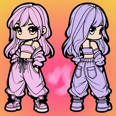 girl in crop top and baggy pants