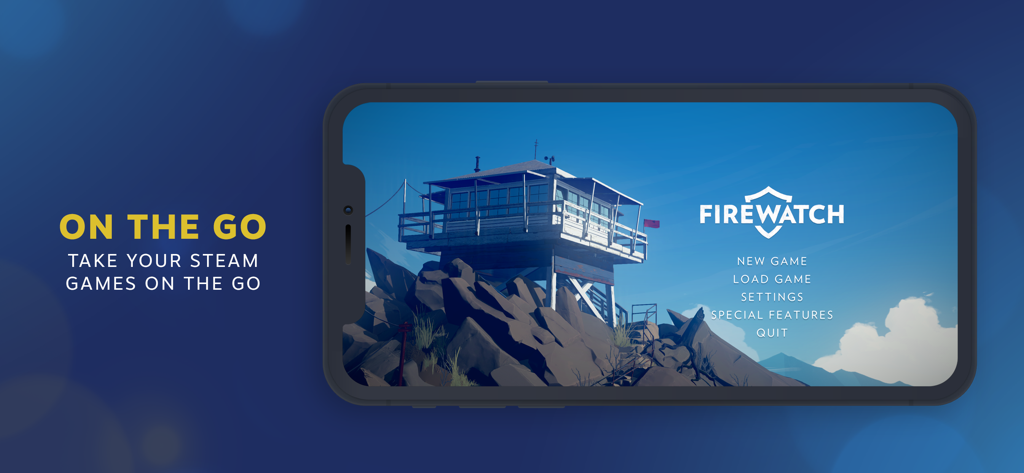 Smartphone screen displaying the game Firewatch via the Steam Link app