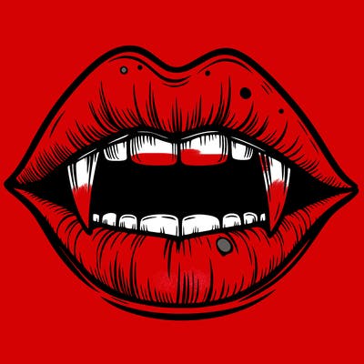 lips with vampire teeth