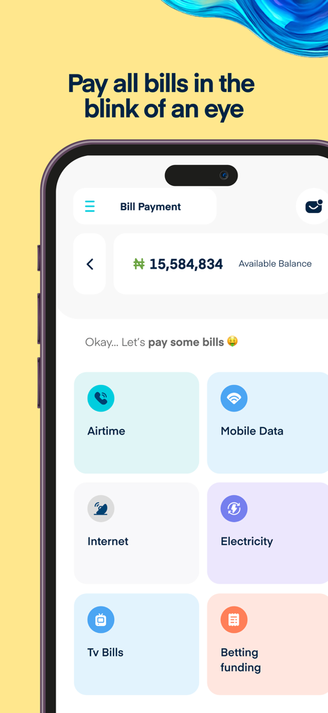 Cardtonic mobile app interface for paying utility bills airtime and data in Nigeria and Ghana