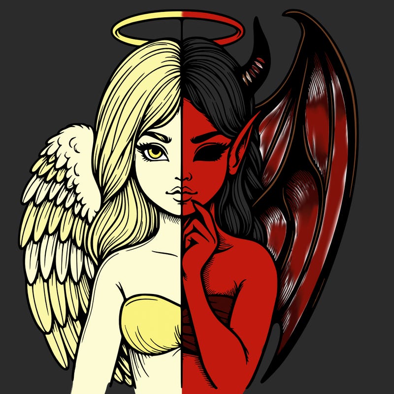 realistic angel half demon