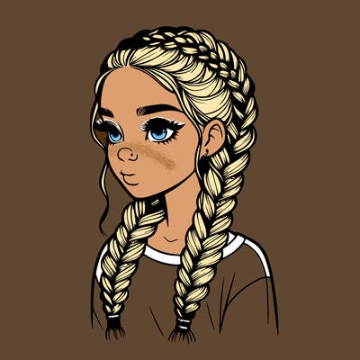 realistic girl with braids
