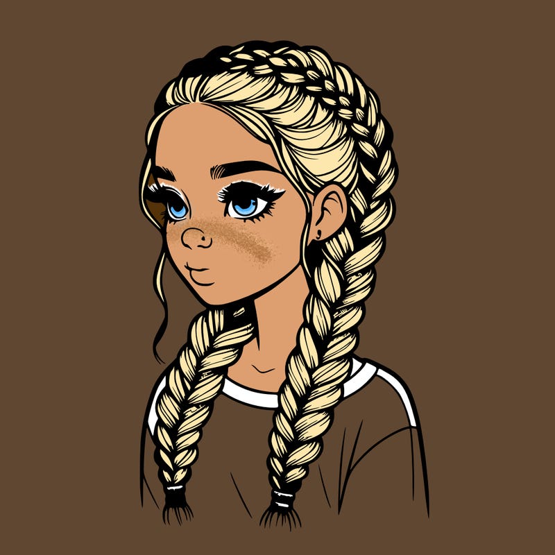 realistic girl with braids