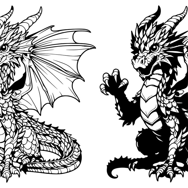 realistic dragon with many details and fier