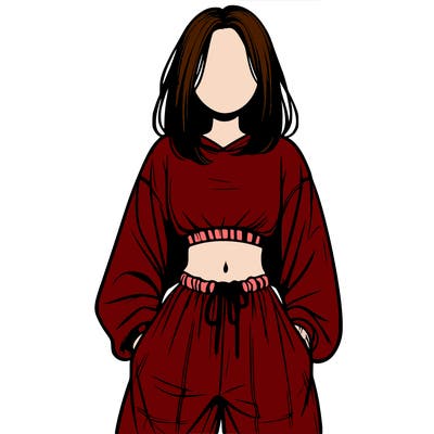 realistic girl faceless with baggy pants and a crop top