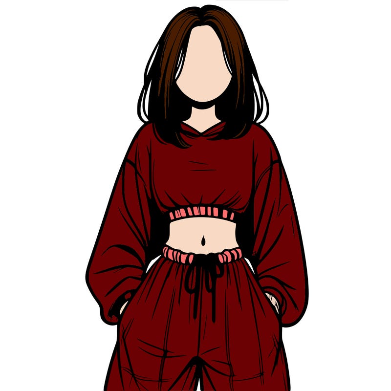 realistic girl faceless with baggy pants and a crop top