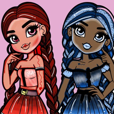 two girls with braids posing