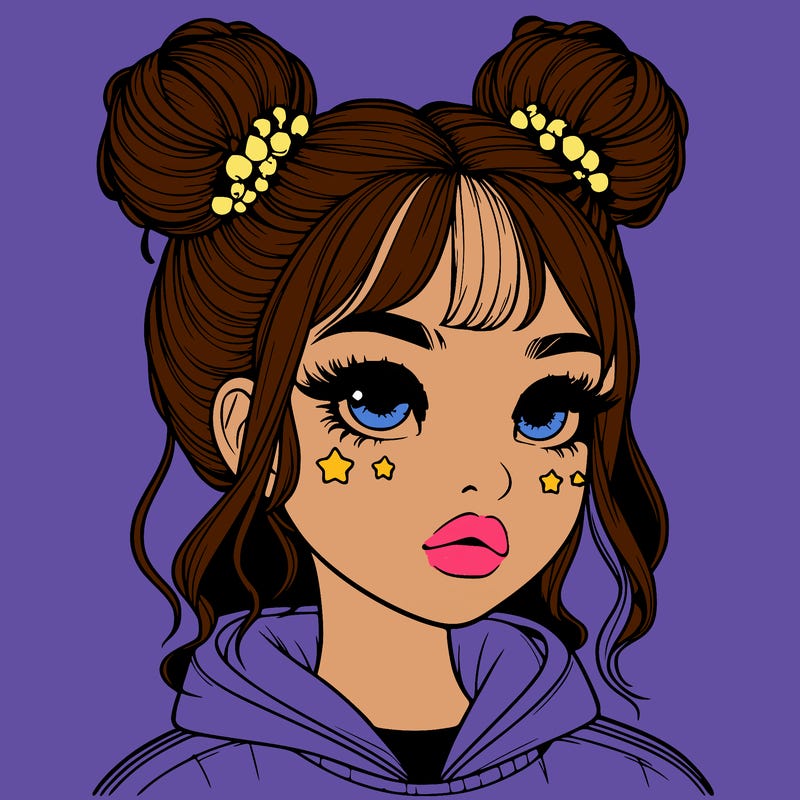 realistic girl with space buns