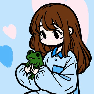 girl with long hair and a oversized shirt. and she is holding a frog