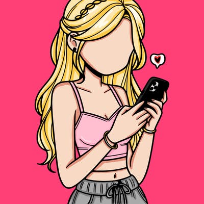 girl with crop top texting on her phone