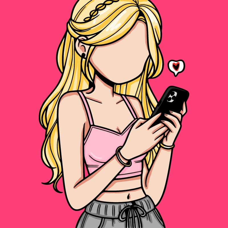 girl with crop top texting on her phone