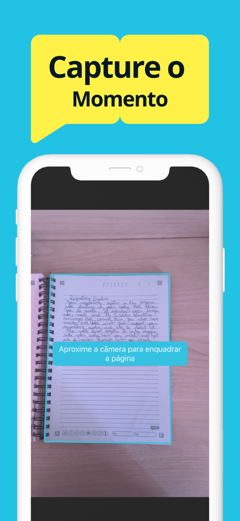 Janda.IA - Aplicativo Janda.IA usando a câmera para digitalizar e capturar anotações manuscritas de um caderno físico