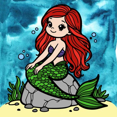 mermaid sitting on a rock