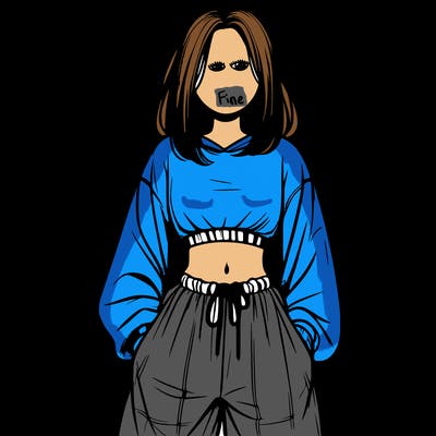 realistic girl faceless with baggy pants and a crop top