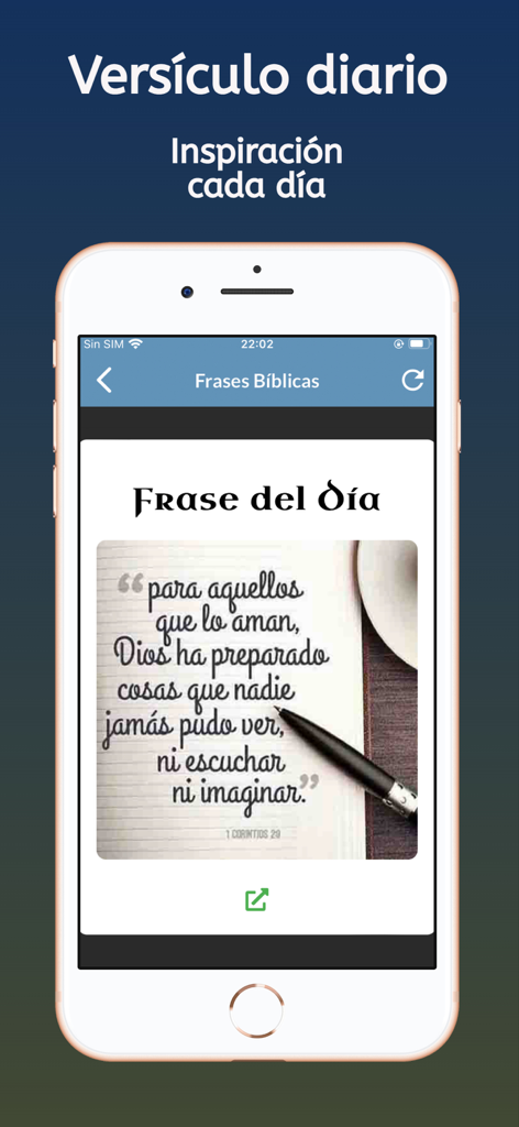Biblia Kadosh en Español - Biblia Kadosh app daily verse feature showing an inspirational quote on a smartphone screen