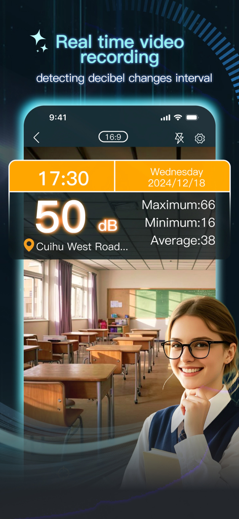 Decibel：db Sound Meter - Surveillance vidéo en temps réel des décibels avec filigrane d'heure et de localisation