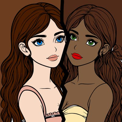 split realistic girl