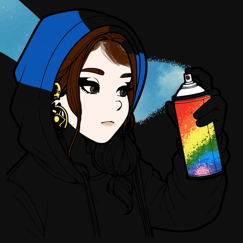 a realistic girl, spray painting