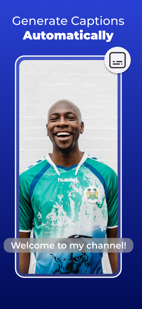 Teleprompter - VILO - VILO Teleprompter App zeigt automatische Untertitel auf einem Video eines lächelnden Creators