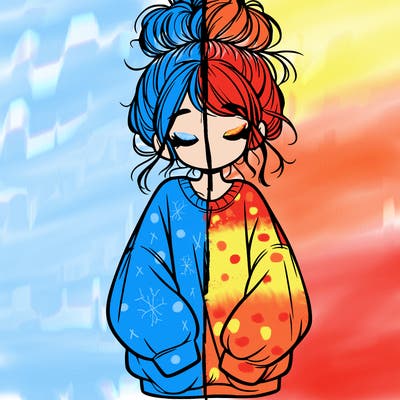 girl with baggy sweatshirt and messy bun