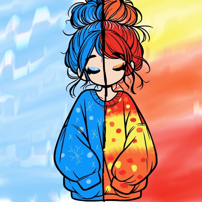 girl with baggy sweatshirt and messy bun