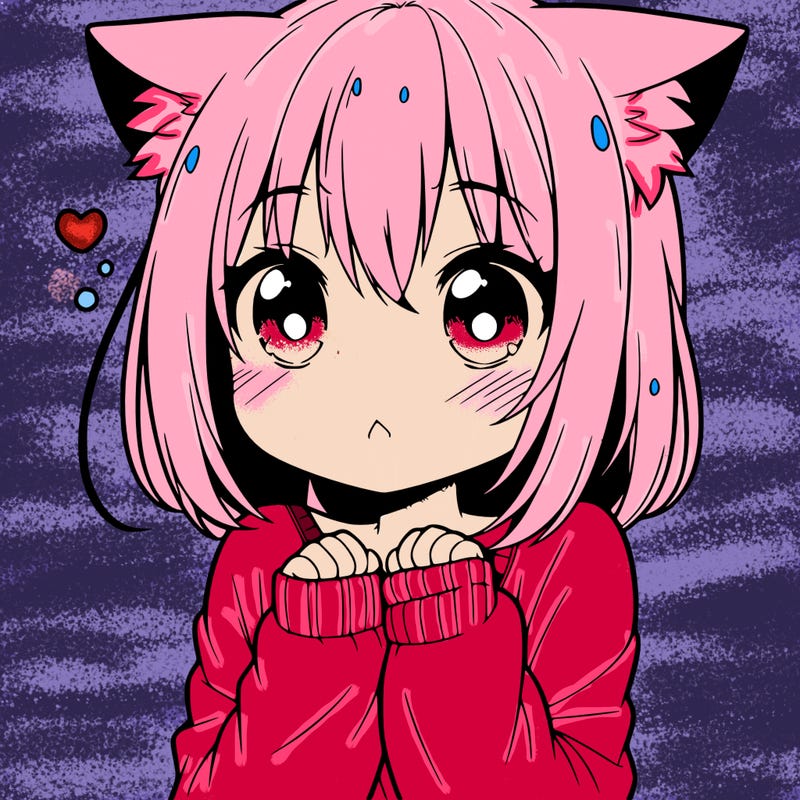 shy anime catgirl