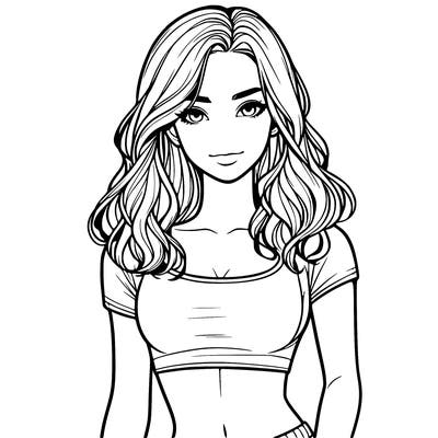 realistic girl in crop top