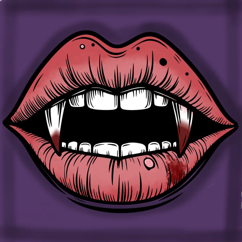 lips with vampire teeth