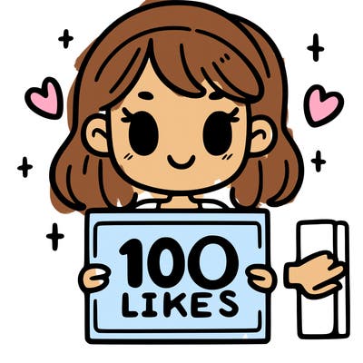 a girl holding a sign saying 100 likes