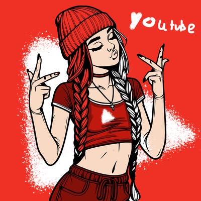 realistic teenage girl with braids and a beanie and crop top doing 🫶🏼