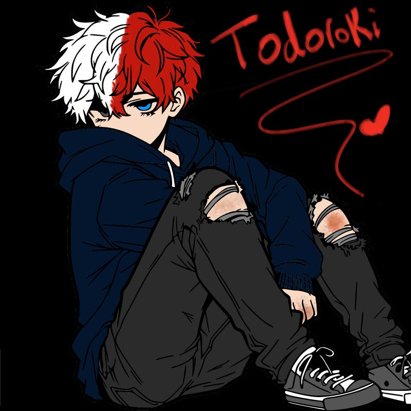 a male hoddie ripped jeans messy hair anime