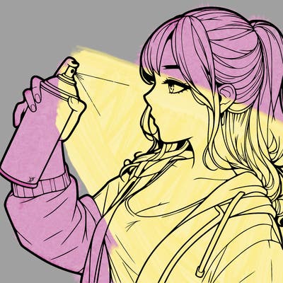 a realistic girl spray, painting