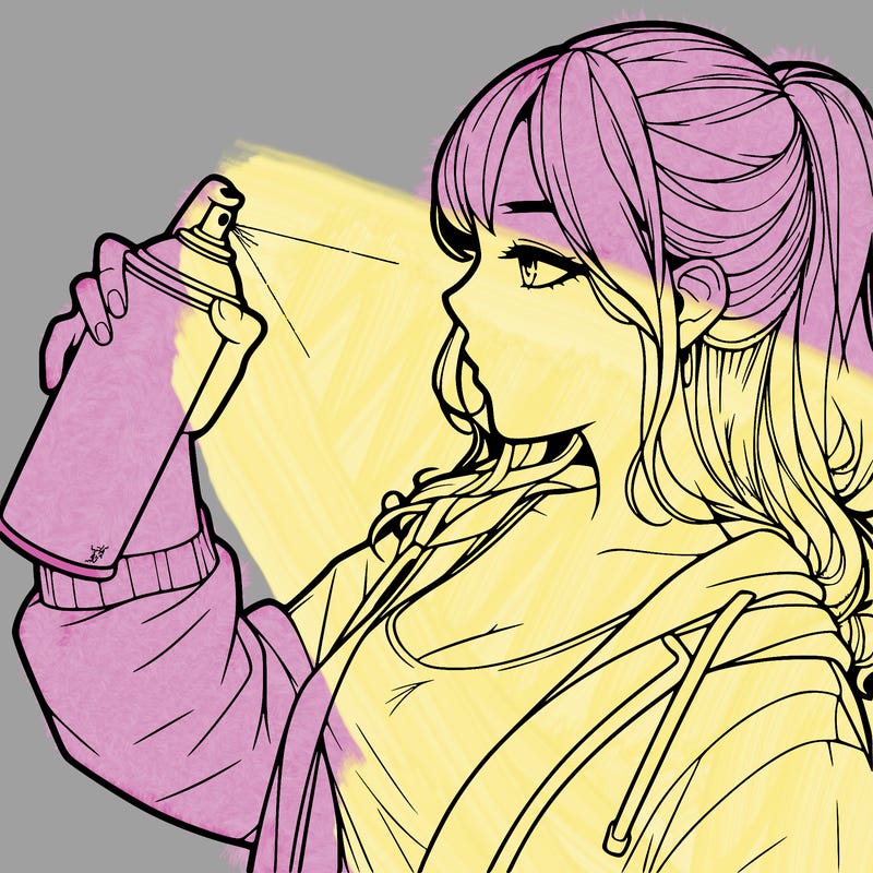 a realistic girl spray, painting