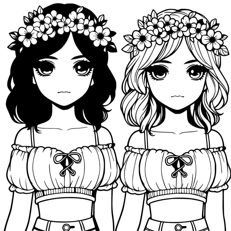 a pretty girl with crop top and flower crown realistic popular beautiful
