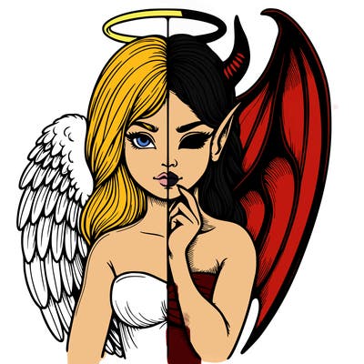 realistic angel half demon