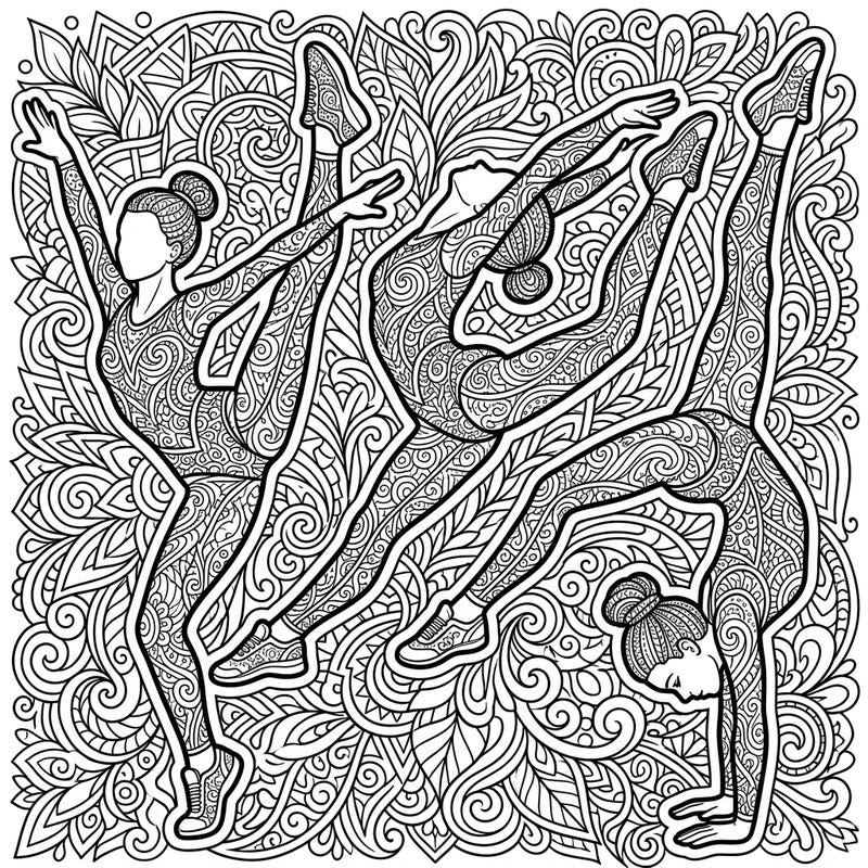 Dive into the mesmerizing world of Zentangle art with these dynamic aerobic gymnasts. Each pose and pattern offers a unique canvas for your creative expression.
