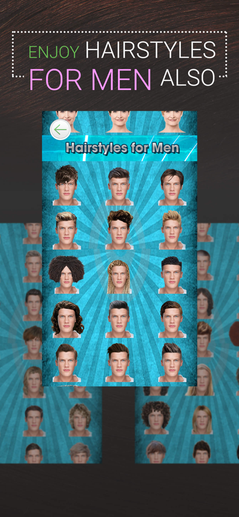 Perfect Hairstyle and Hair Cut - Una griglia che mostra vari stili di taglio di capelli maschili per la prova virtuale