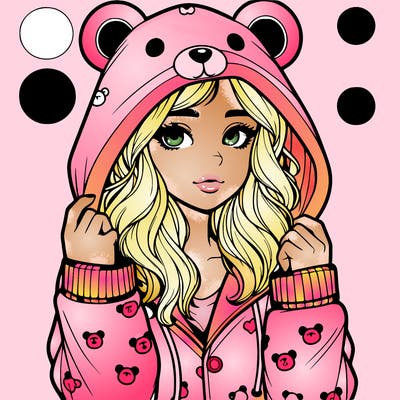 realistic girl in a animal pjs hoodie