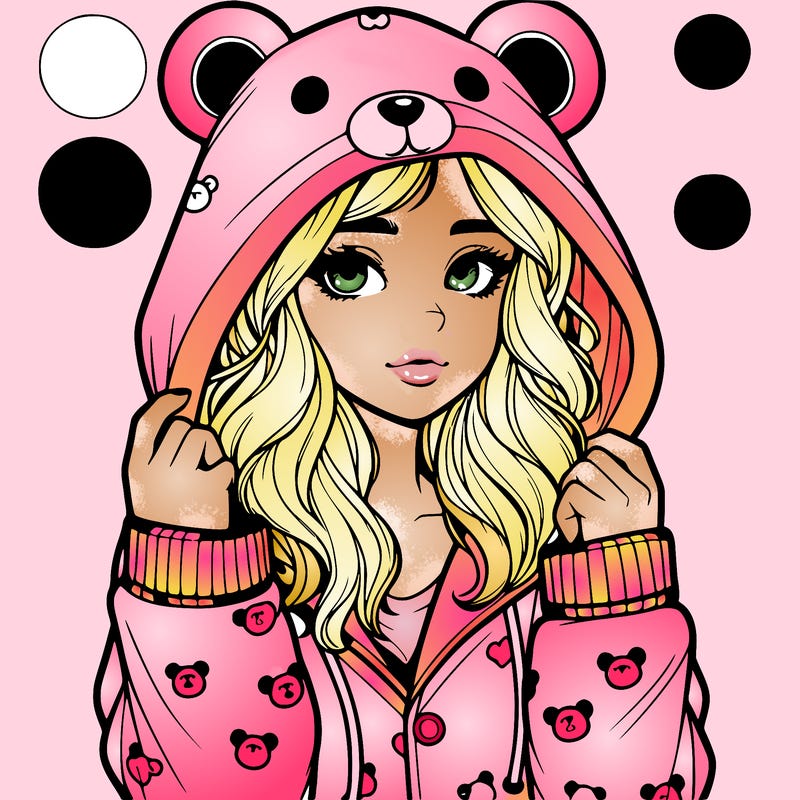 realistic girl in a animal pjs hoodie