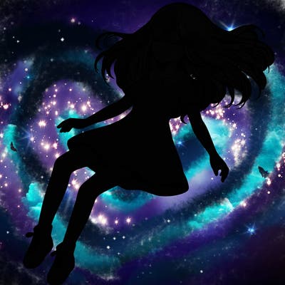 realistic girl floating