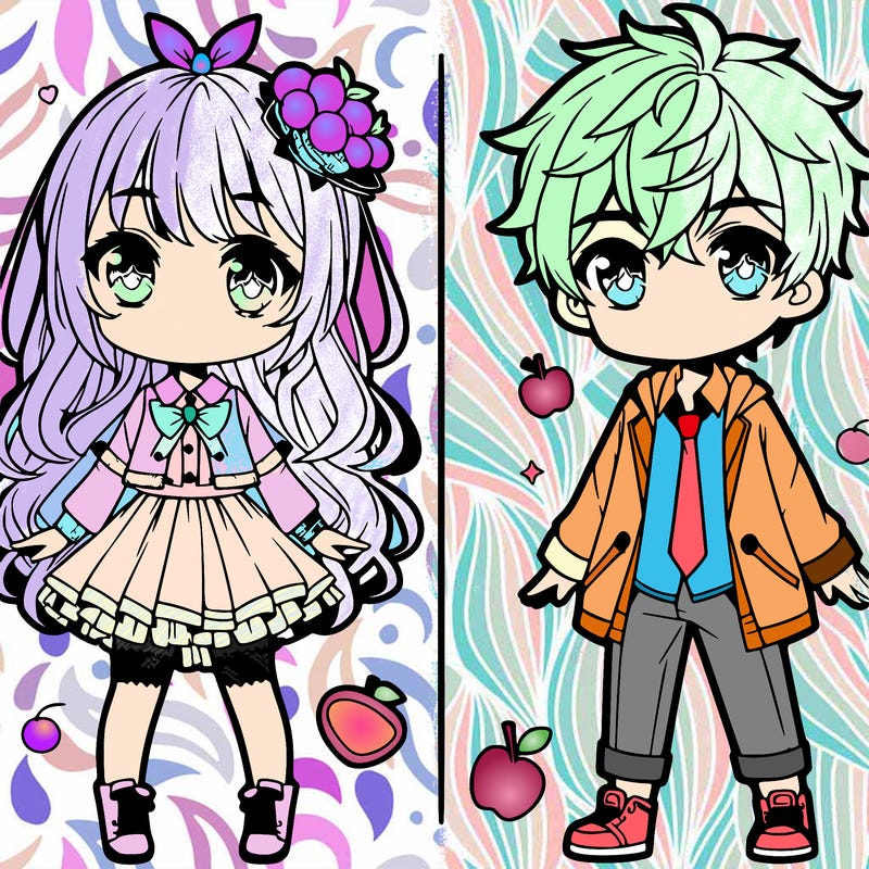 cute anime girl and boy