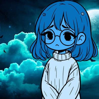 sad girl with glasses in a sweater