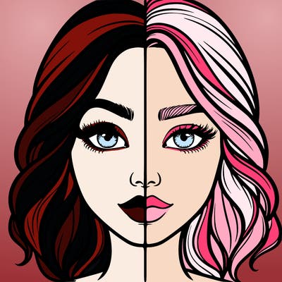 realistic girl split half